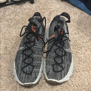 Gray and Orange Knit Sneakers